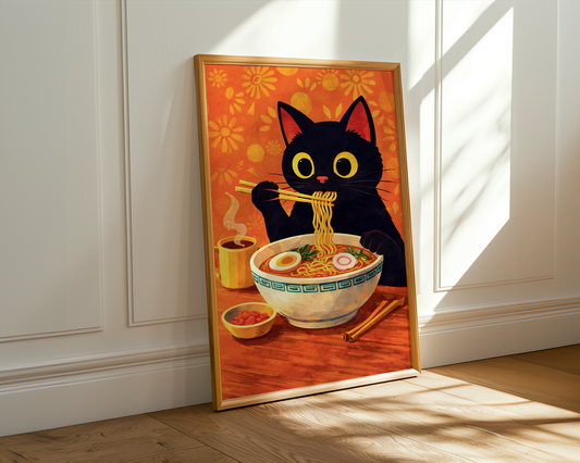 Black Cat Ramen Poster