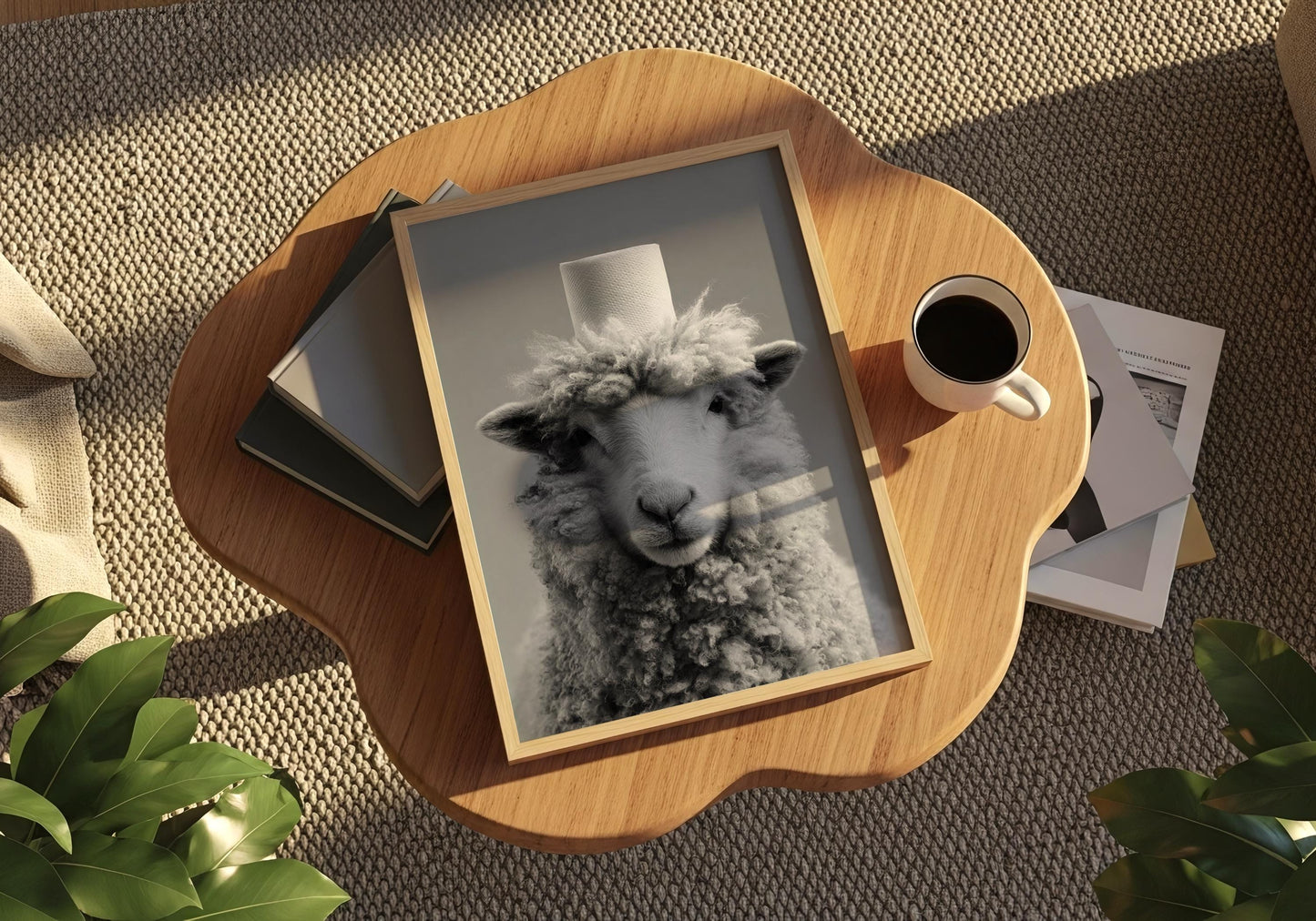 Toilet art - Funny Sheep Print, Funny Farm Animal Print, Minimalist, Black and White, Sheep Art