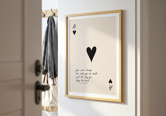 Neutral Ace of Spades wall art for contemporary bedroom décor.
