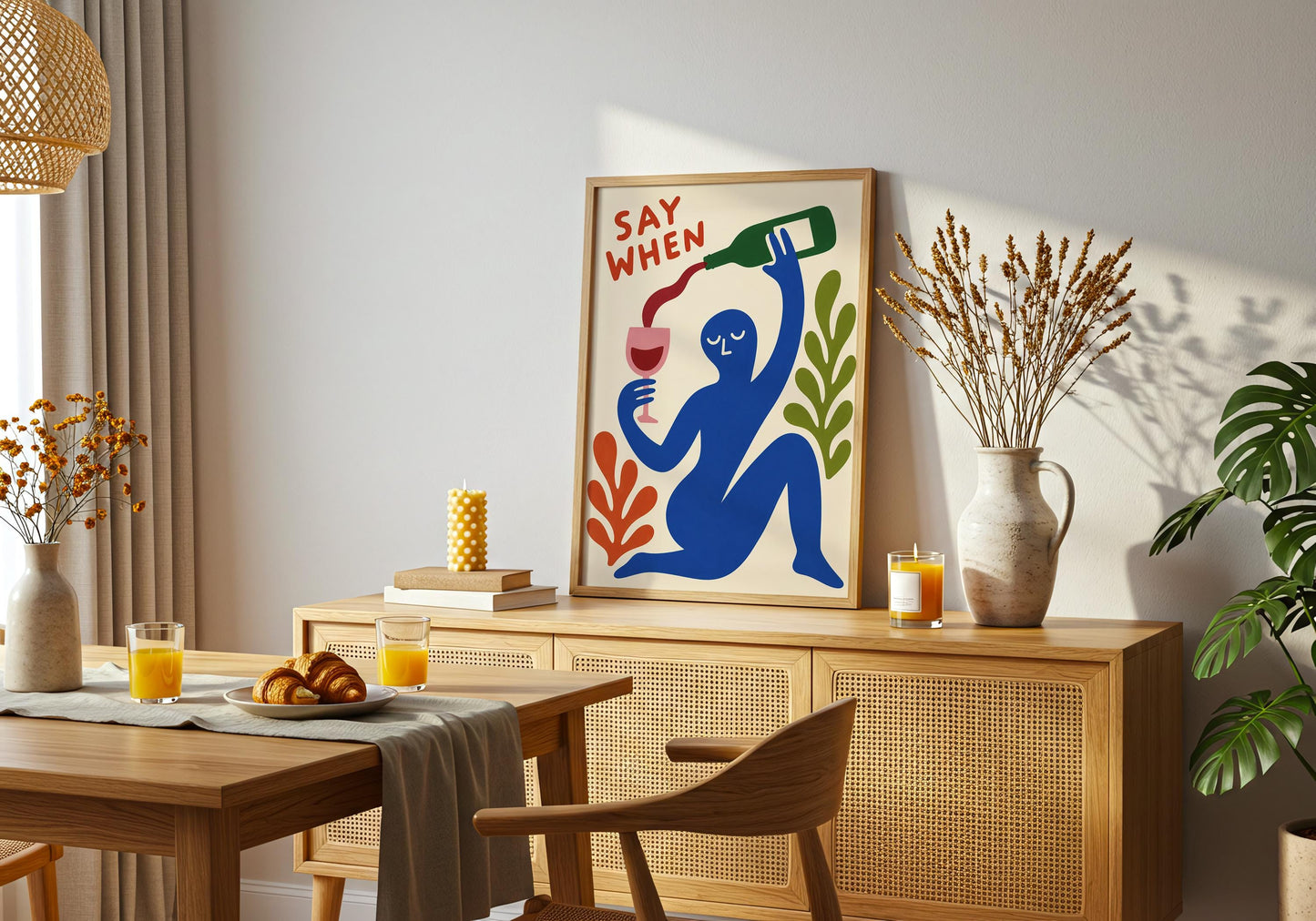 Fun wine lover gift print with modern aesthetic.