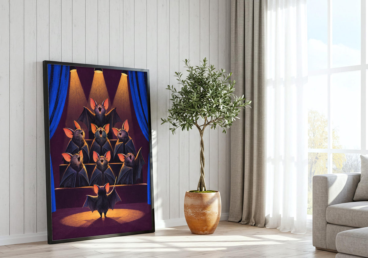 Bat Choir Warm-Up Print - Bat Choir Wall Art, Quirky Music Wall Art