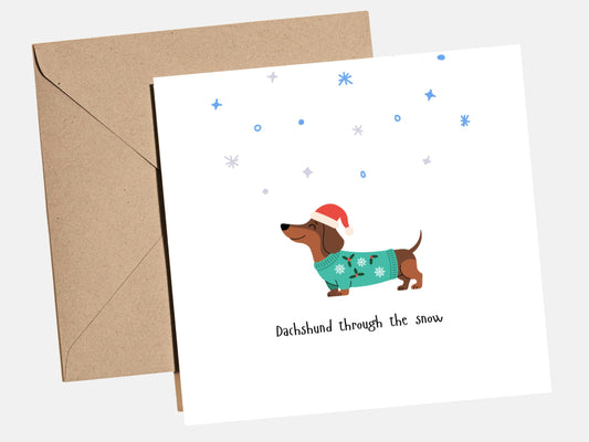 Dachshund Christmas Card, Funny Christmas Card for Partner, Friend or Family, Cute Sausage Dog Festive Card, Dog Lover Christmas Card