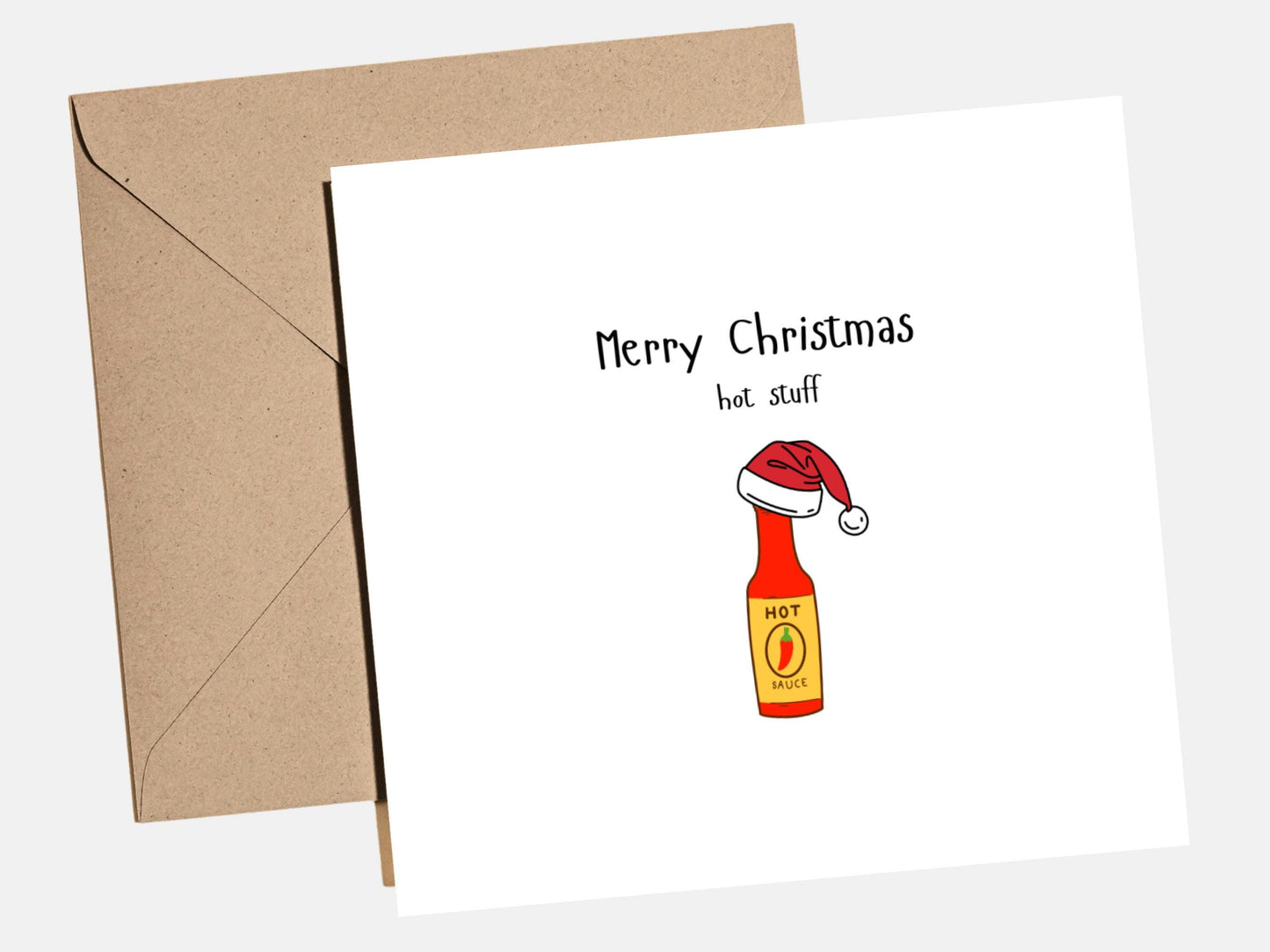 Funny Hot Stuff Christmas Card for Partner, Husband, Wife, Girlfriend, Boyfriend, flirty xmas card