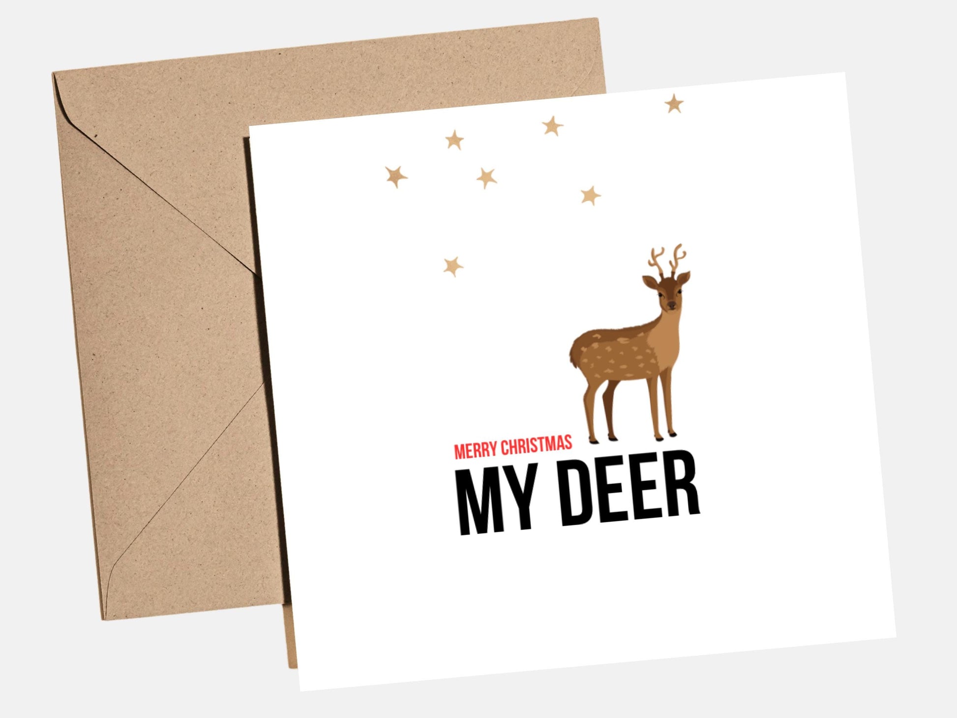 Merry Christmas "My Deer" Card | Funny Romantic Christmas Card for Wife, Husband, Girlfriend, Boyfriend