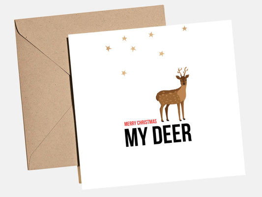 Merry Christmas "My Deer" Card | Funny Romantic Christmas Card for Wife, Husband, Girlfriend, Boyfriend
