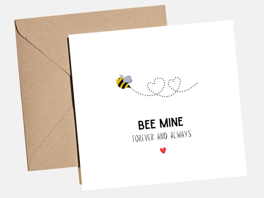 Bee Mine Forever Card ‚Äì Romantic Anniversary Card, Wedding Card, Valentine‚Äôs Card for Wife, Husband, Partner, Boyfriend, Girlfriend, Fiance