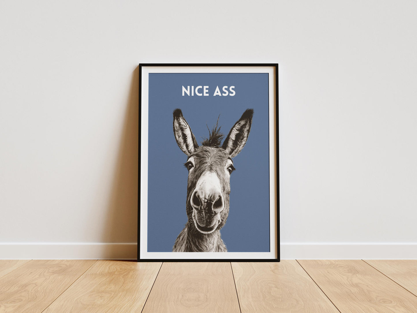 Downstairs loo funny print donkey artwork with bold text