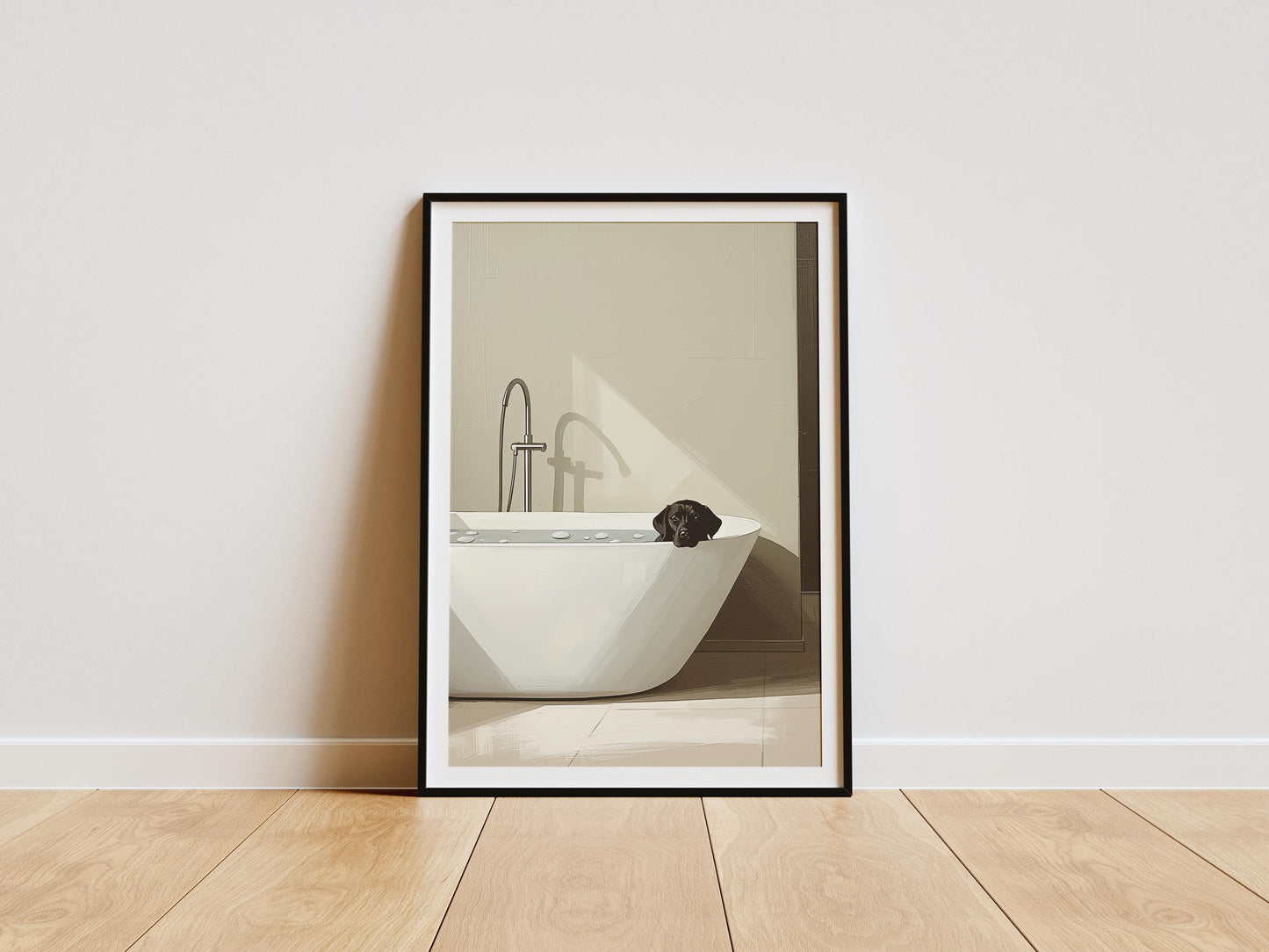 Labrador bathroom decor print, minimalist pet wall art