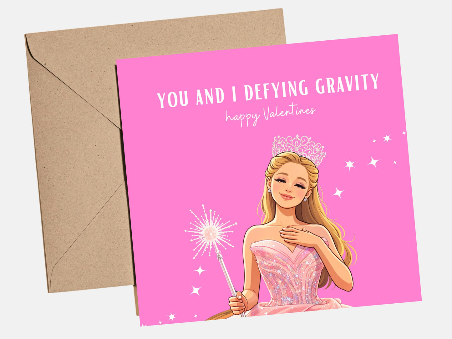 Wicked Valentine Card - Glinda "Defying Gravity" for girlfriend, boyfriend, best friend, him, her - Wicked Valentines, Valentines Day Card, wicked for good