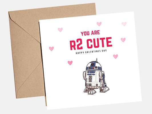 Starwars Valentines "You R2 Cute" card for husband, boyfriend, him, her - starwars gifts, R2D2 card, funny valentines card, star wars card