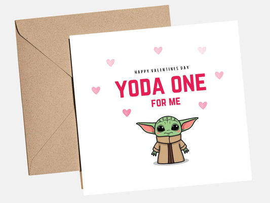 Funny Star Wars Valentine‚Äôs Card ‚Äì Yoda One For Me ‚Äì Yoda valentines card, nerdy valentine for boyfriend, husband, starwars valentines
