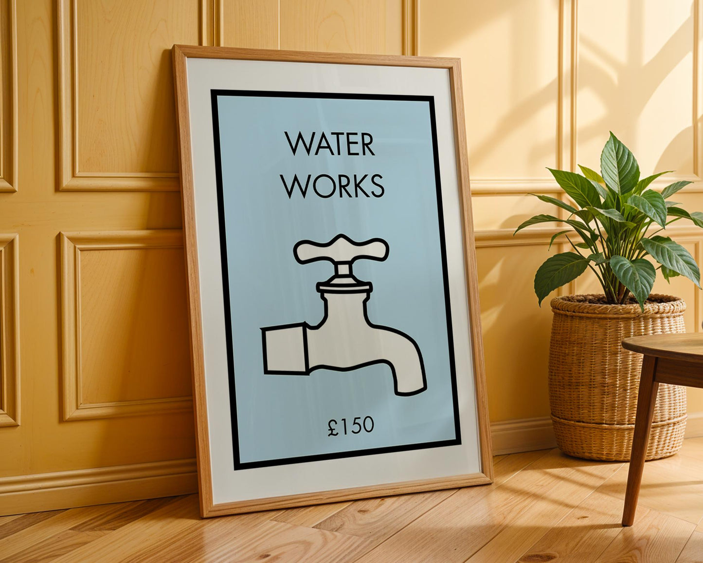 Bathroom Sign Print – “Water Works” Modern Typography Wall Art