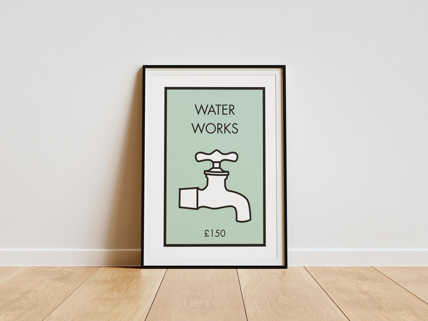 Bathroom Sign Print – “Water Works” Modern Typography Wall Art
