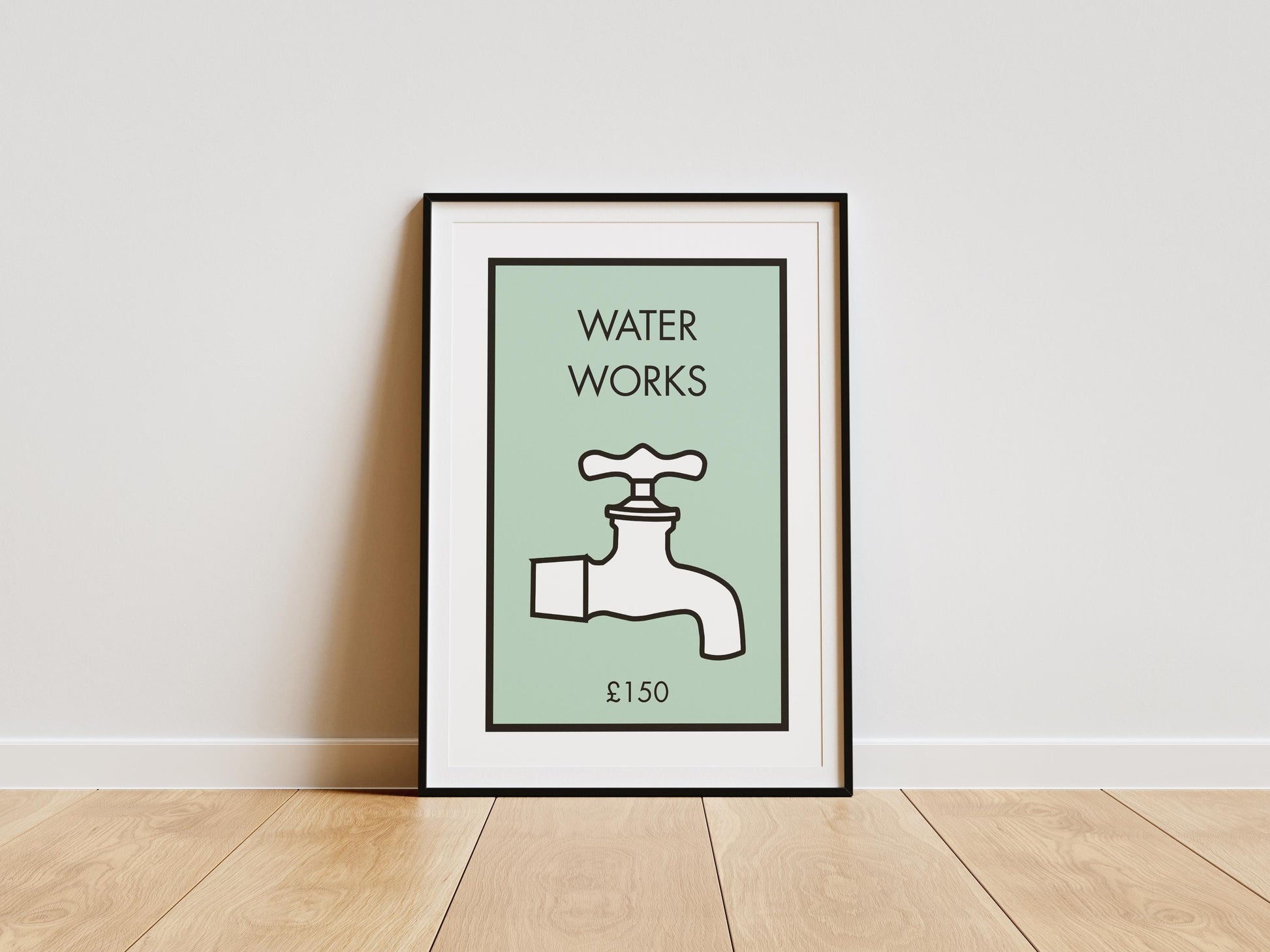 Bathroom Sign Print – “Water Works” Modern Typography Wall Art