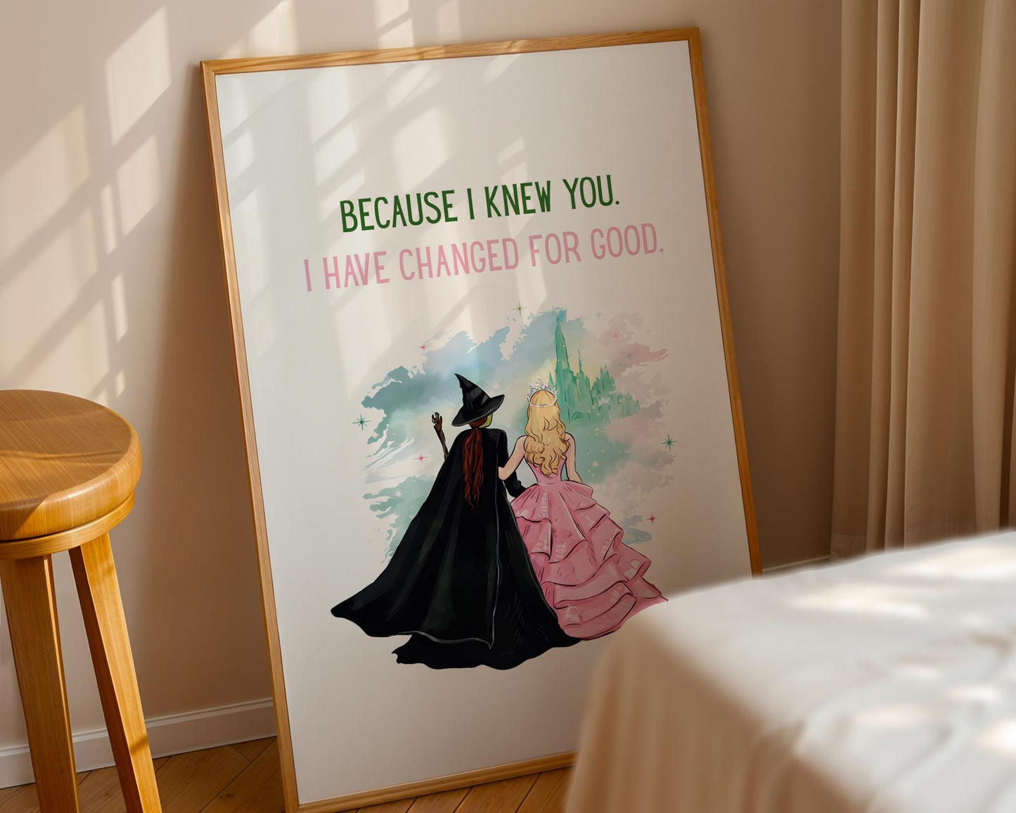 Wicked print "Because I knew you" - wicked poster, wicked wall art, kids wall art, childrens prints, bedroom wall art, kids bedroom decor