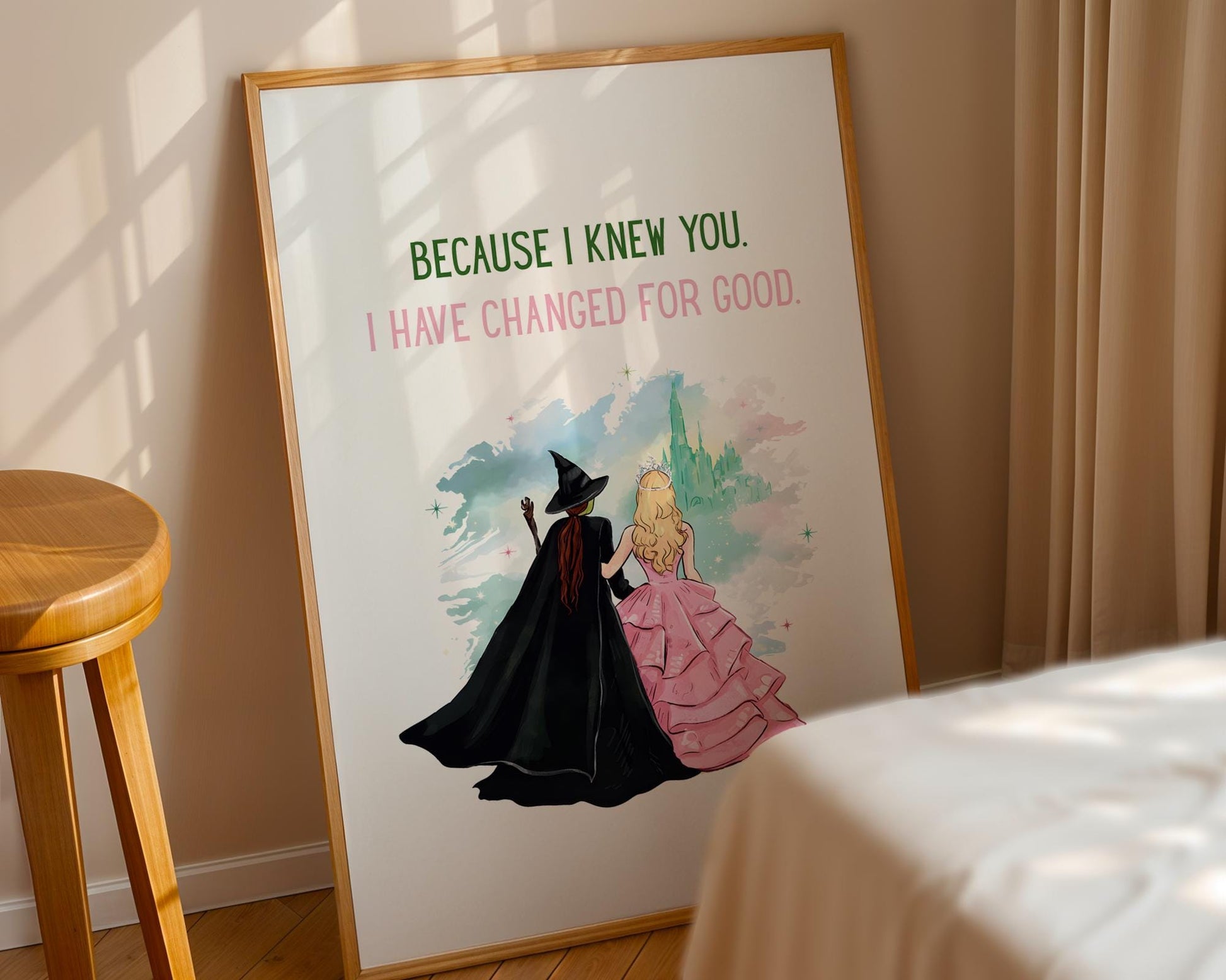 Wicked print "Because I knew you" - wicked poster, wicked wall art, kids wall art, childrens prints, bedroom wall art, kids bedroom decor