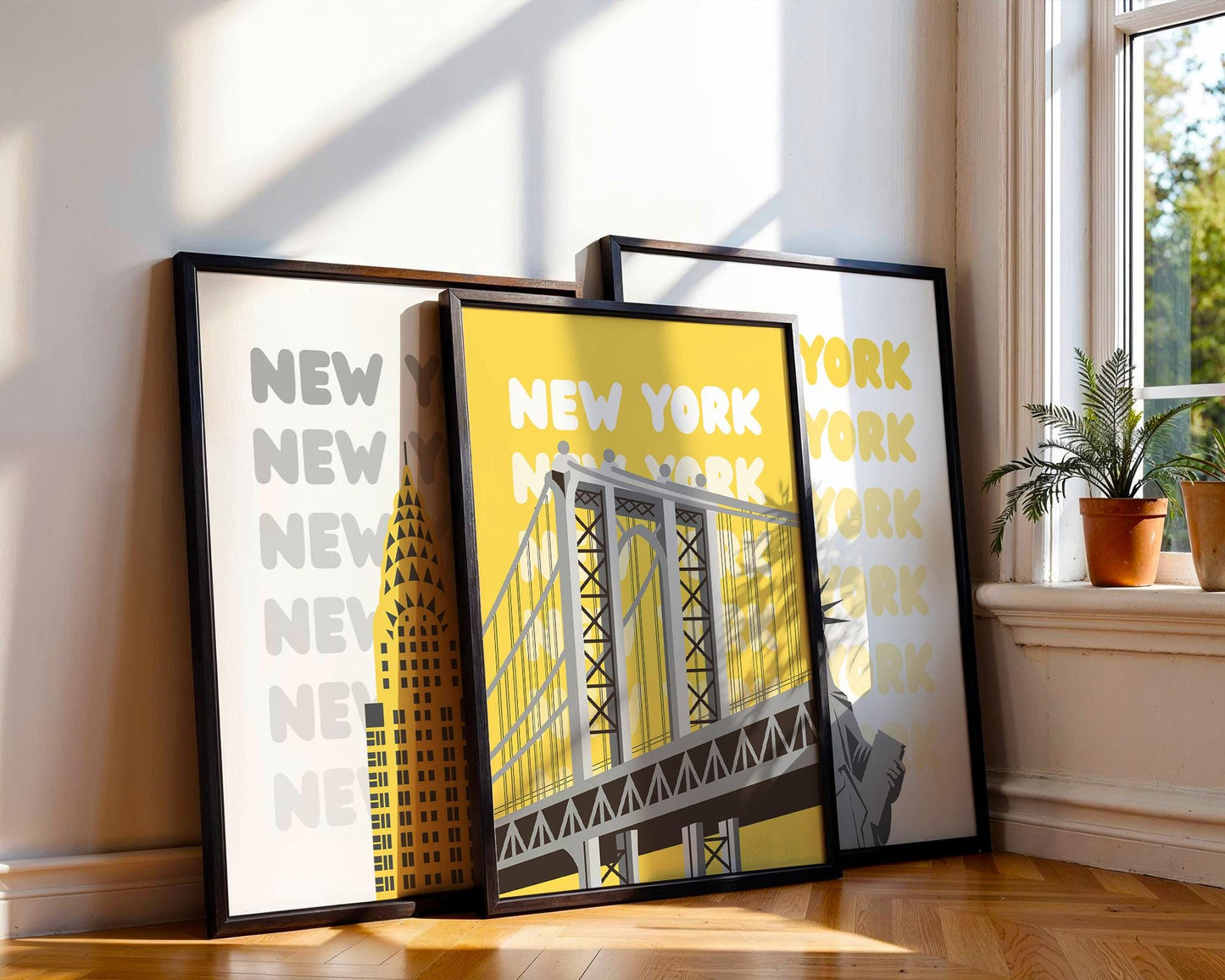 NYC Landmark Art Print Set ‚Äì Minimalist New York City Wall Decor