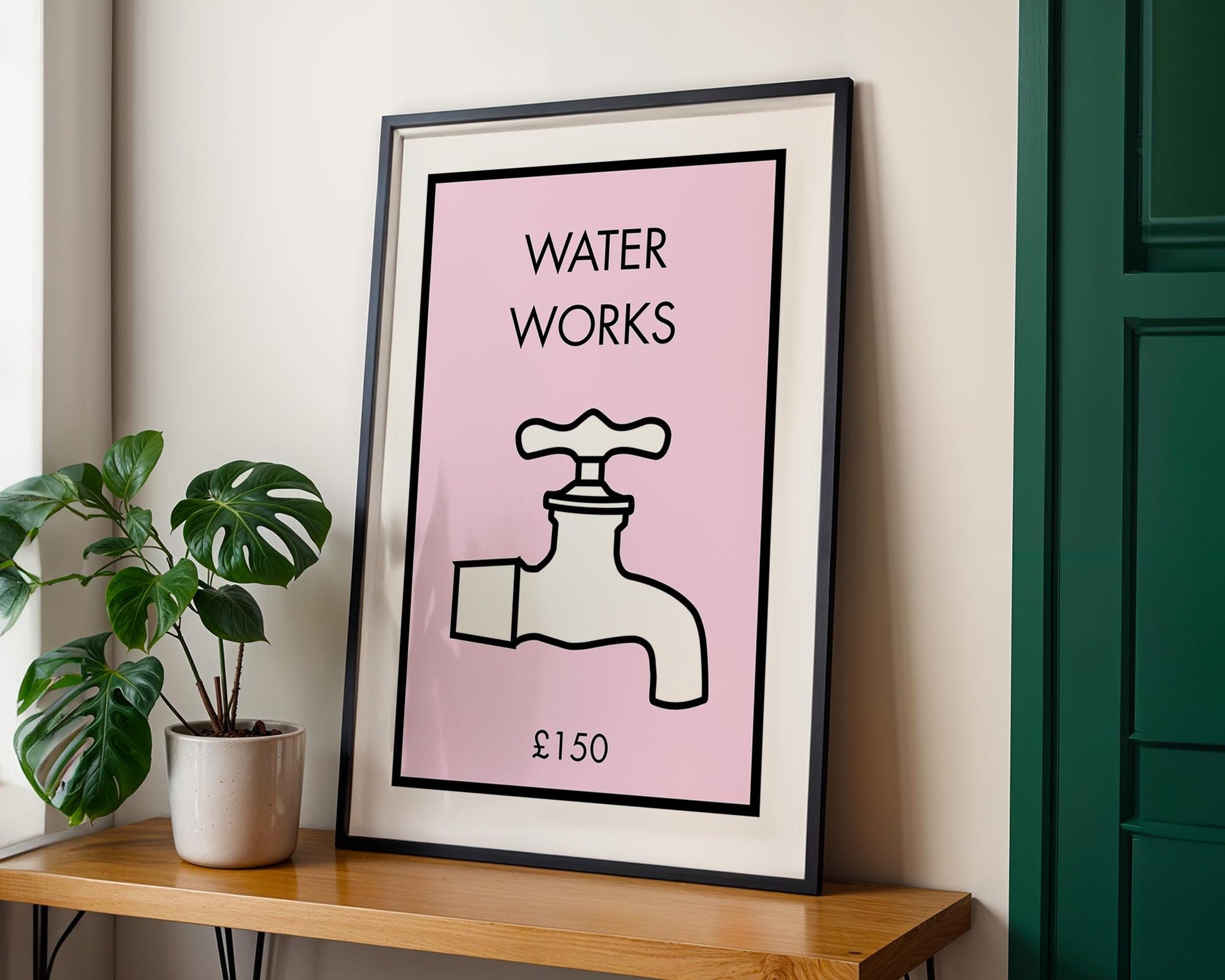 Bathroom Sign Print ‚Äì ‚ÄúWater Works‚Äù Modern Typography Wall Art