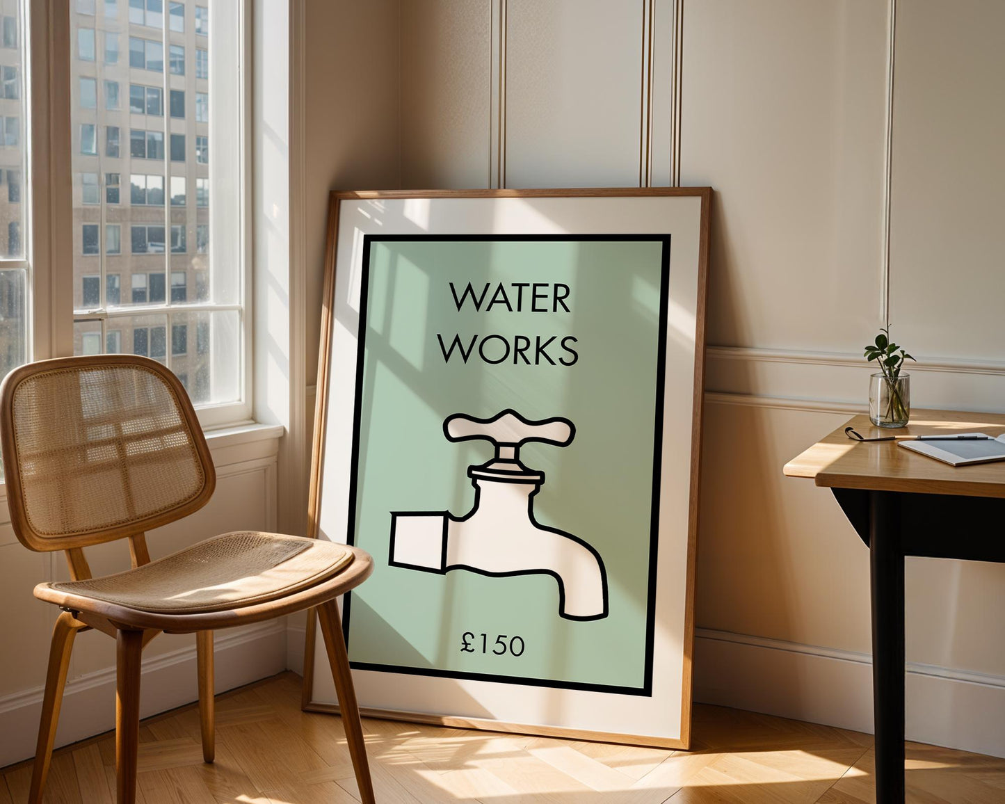 Bathroom Sign Print – “Water Works” Modern Typography Wall Art