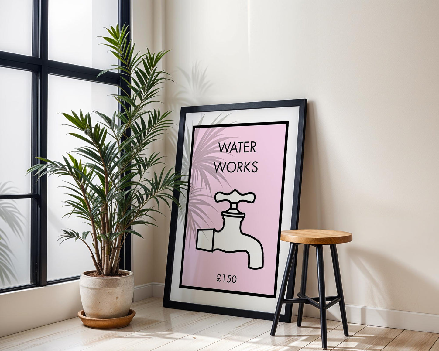 Bathroom Sign Print – “Water Works” Modern Typography Wall Art