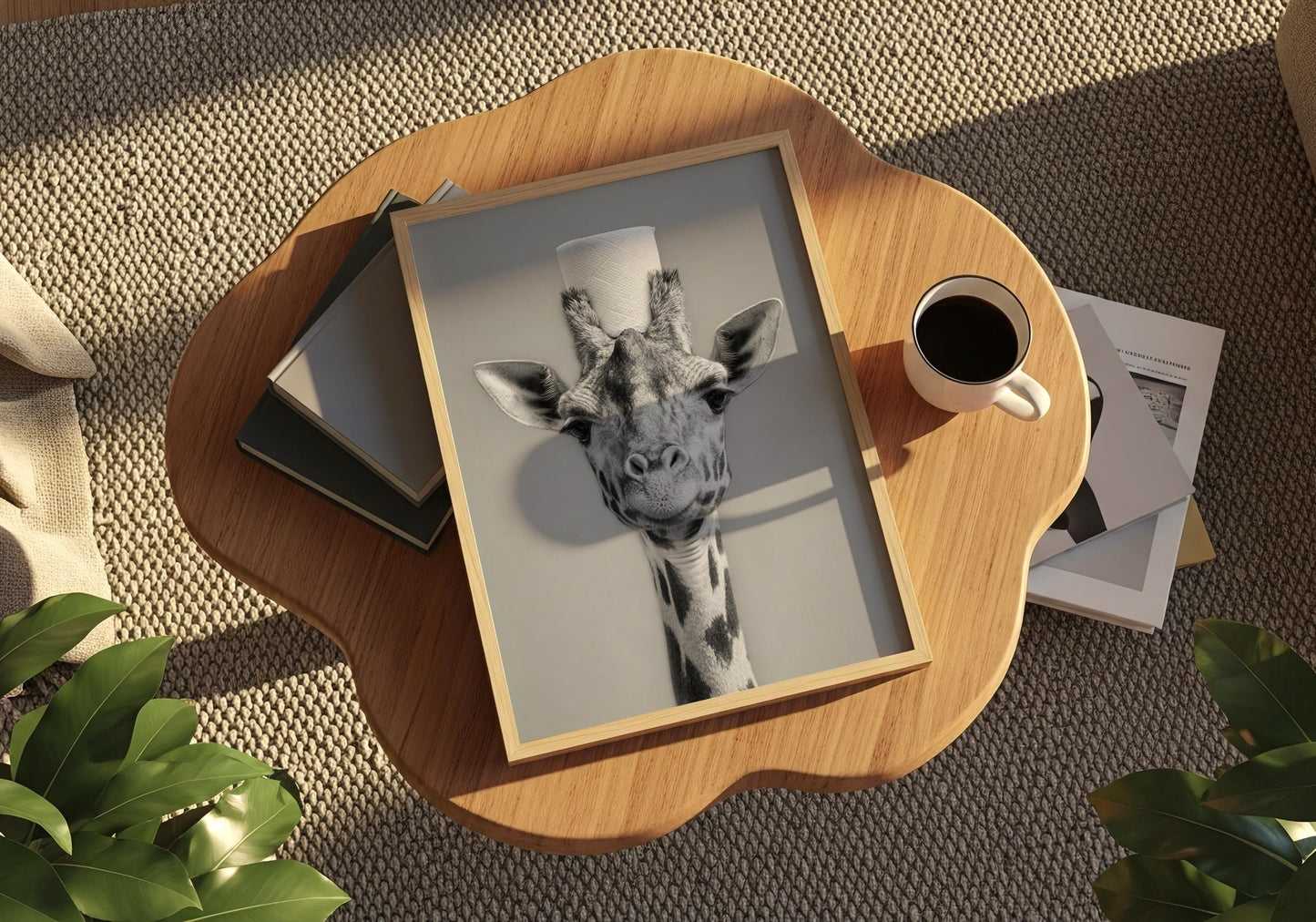 Giraffe Bathroom Print - Funny Toilet Paper Animal Wall Art, Black White Bathroom Decor, Quirky Giraffe Poster, Giraffe gifts