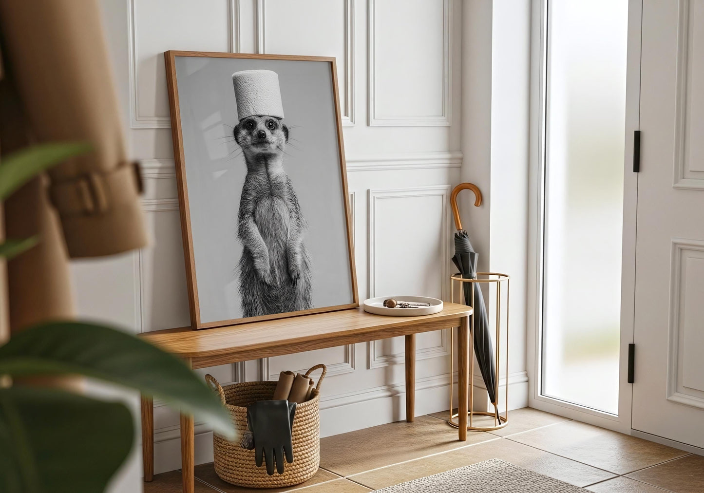 Meerkat Bathroom Print - Funny Animal Toilet Wall Art, Black White Bathroom Decor, Cute Meerkat Poster