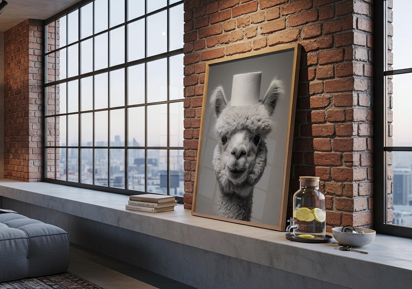 Alpaca Bathroom Print - Funny Animal Toilet Wall Art Black White Farm Bathroom Decor Cute Alpaca Poster