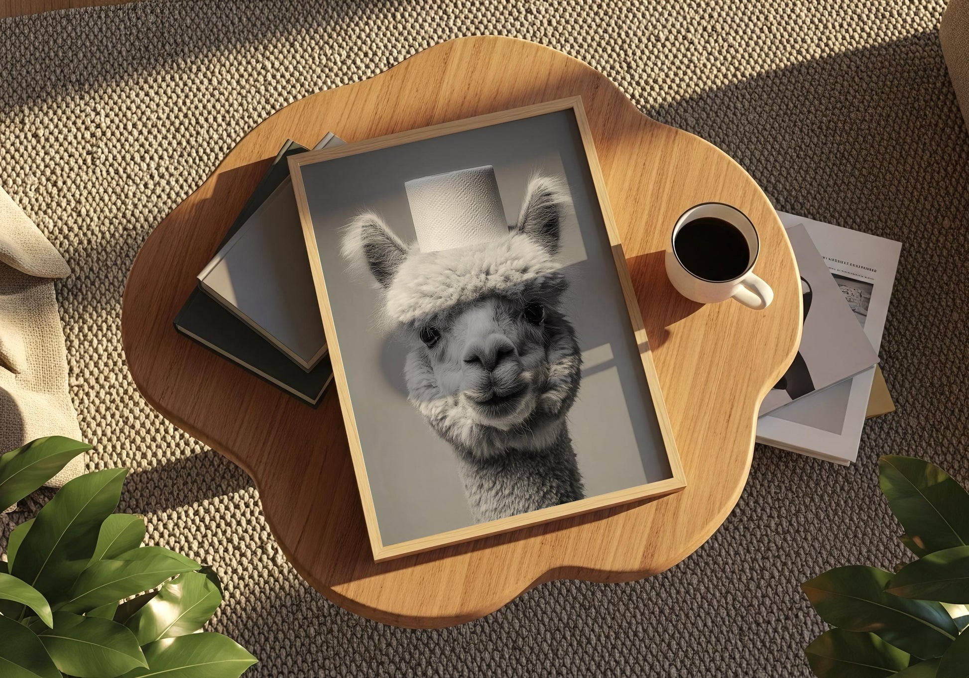 Alpaca Bathroom Print - Funny Animal Toilet Wall Art Black White Farm Bathroom Decor Cute Alpaca Poster