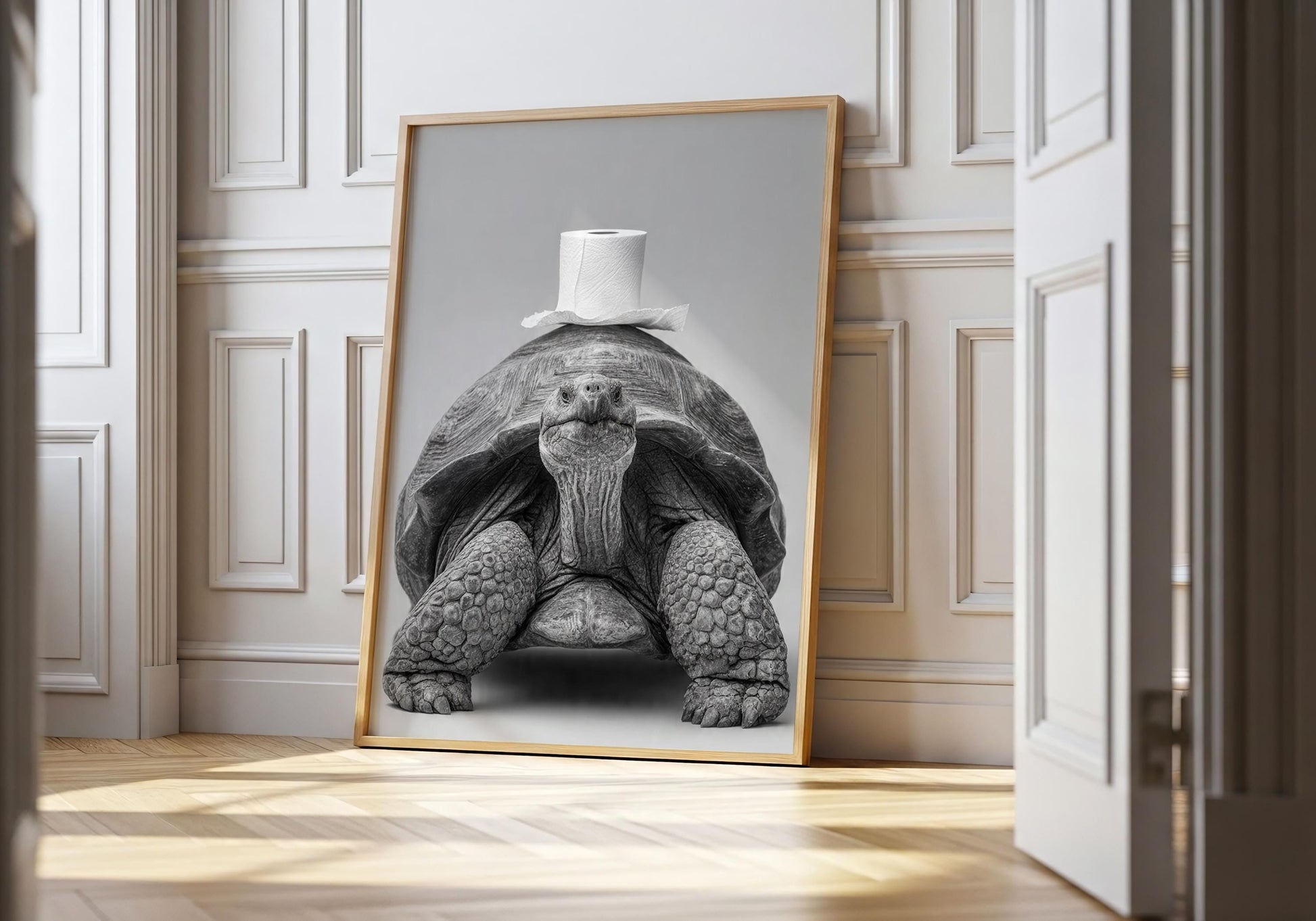 Funny Tortoise Bathroom Wall Art - Whimsical Turtle Toilet Paper Print, Cute Animal Bathroom Decor, Quirky Toilet Poster, Unique Gift