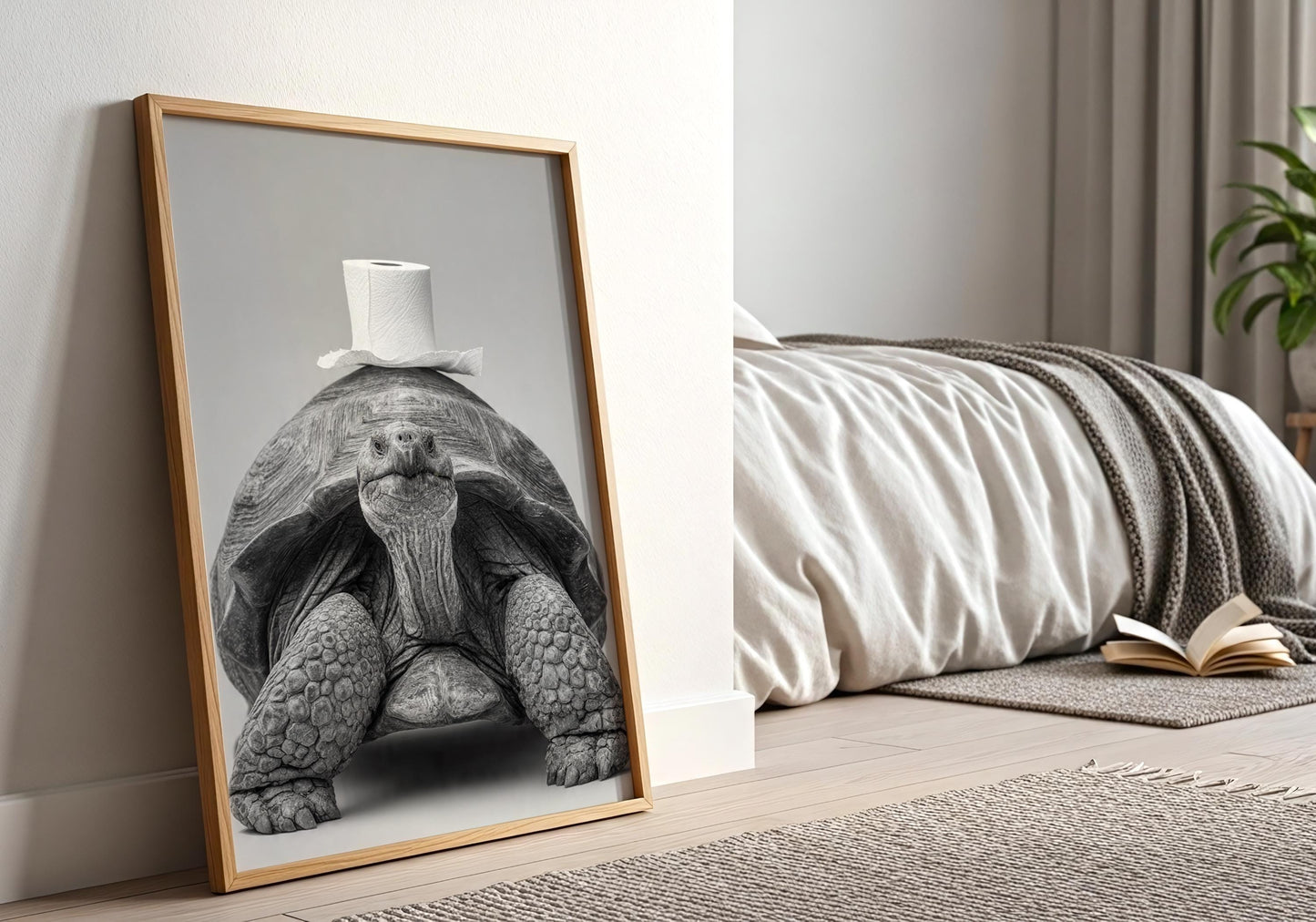 Funny Tortoise Bathroom Wall Art - Whimsical Turtle Toilet Paper Print, Cute Animal Bathroom Decor, Quirky Toilet Poster, Unique Gift