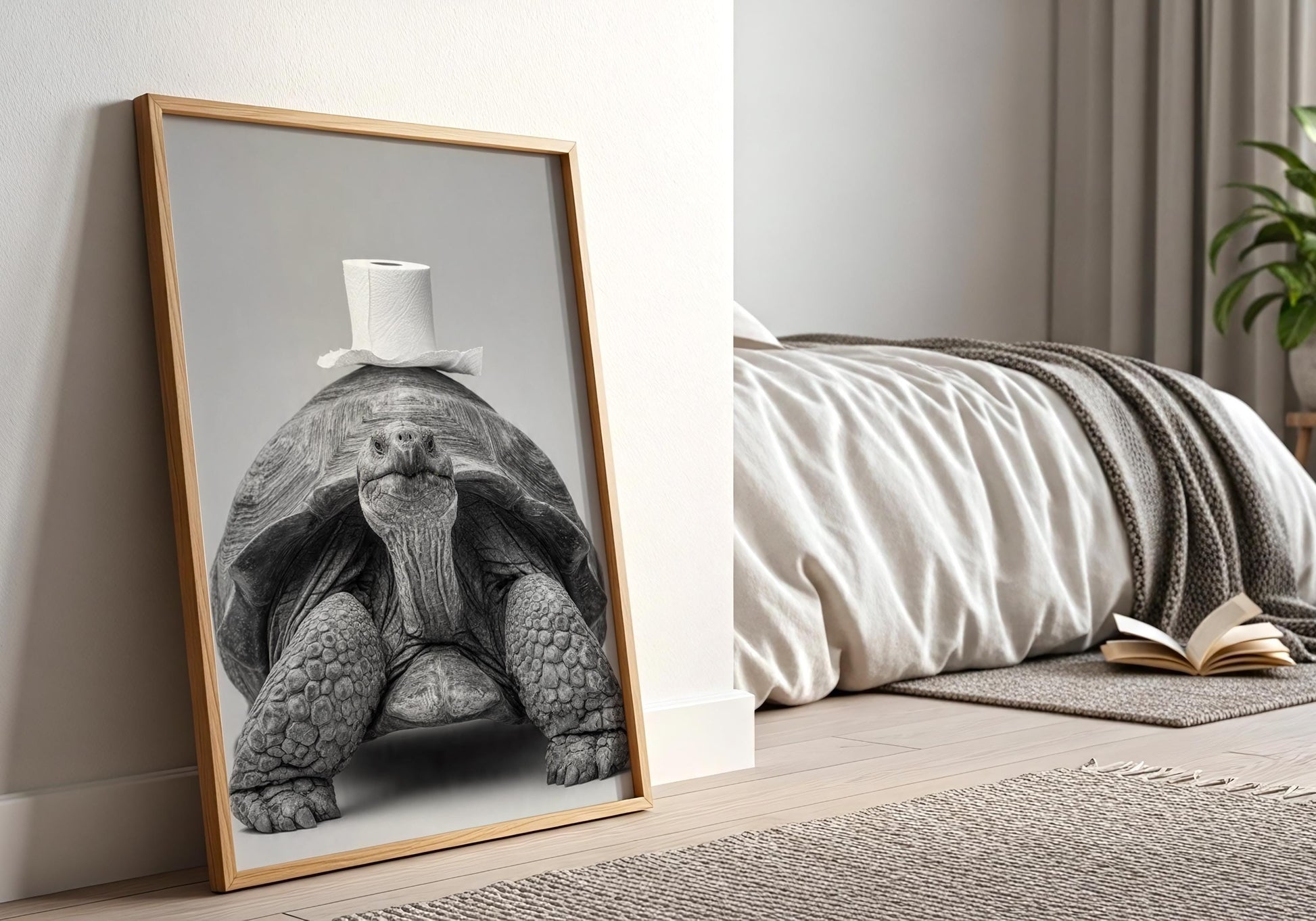 Funny Tortoise Bathroom Wall Art - Whimsical Turtle Toilet Paper Print, Cute Animal Bathroom Decor, Quirky Toilet Poster, Unique Gift