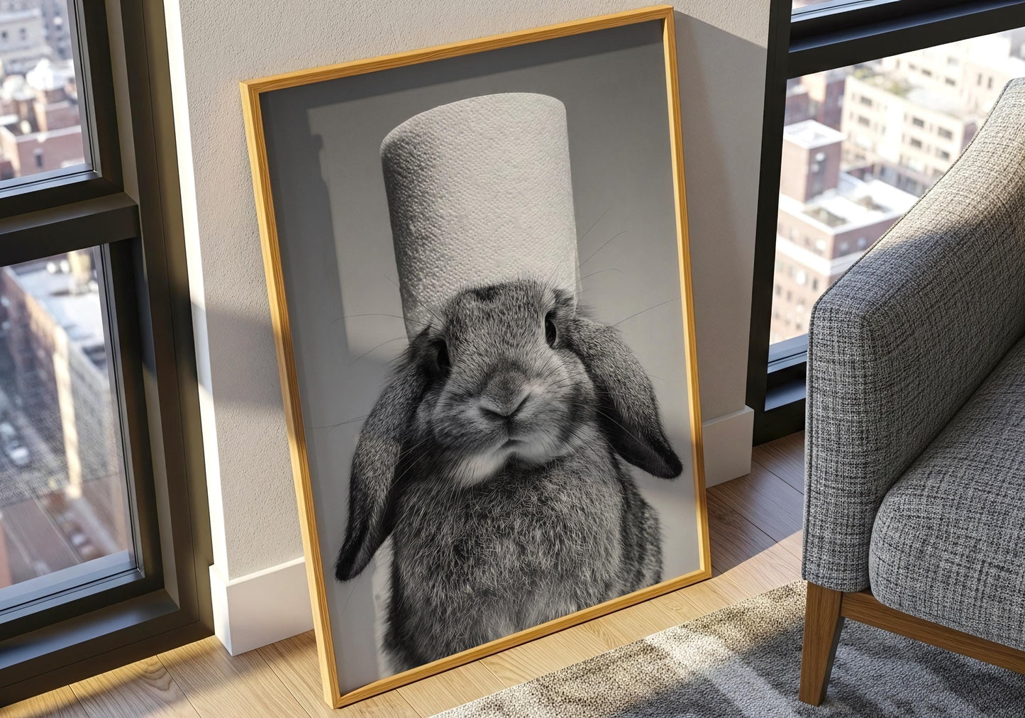 Rabbit Wall Art - Bathroom Print - Animal Lovers Bathroom Decor