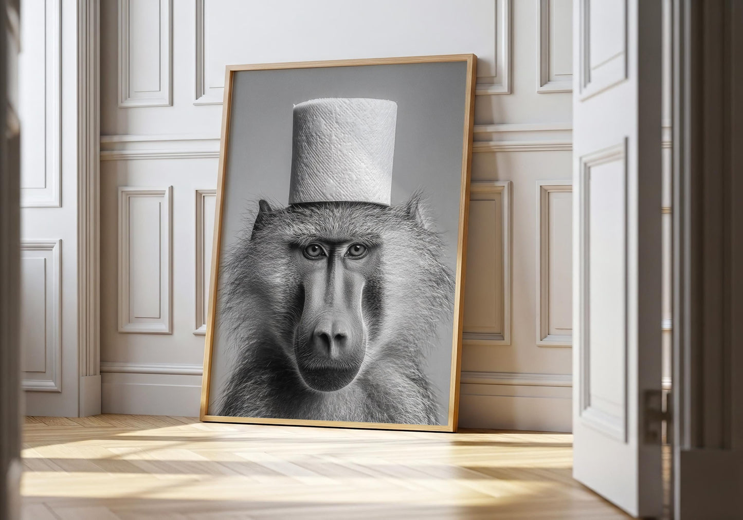 Funny Monkey Wall Art - Black and White Animal Print - Bathroom Decor Lovers