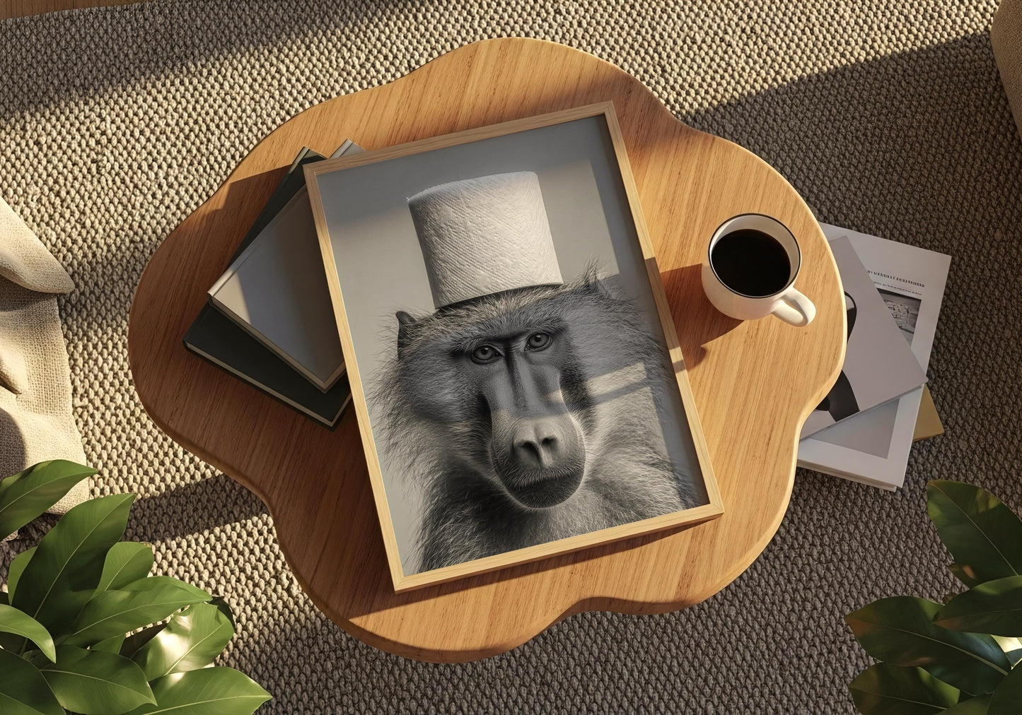 Funny Monkey Wall Art - Black and White Animal Print - Bathroom Decor Lovers