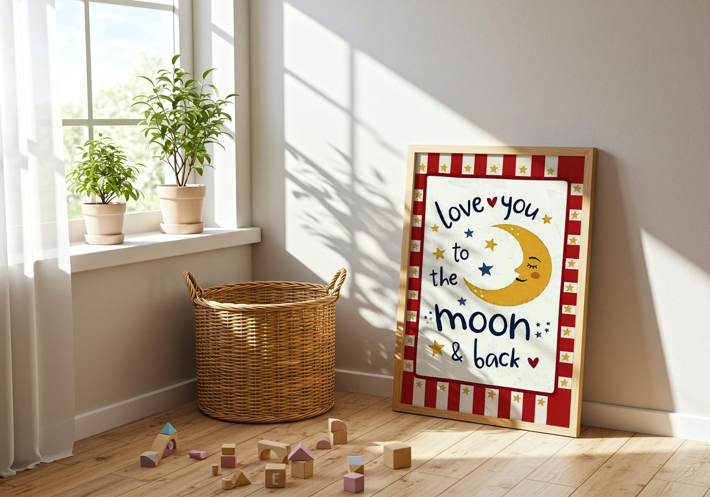 Love You to the Moon and Back Print - Nursery Wall Art for Kids Room
