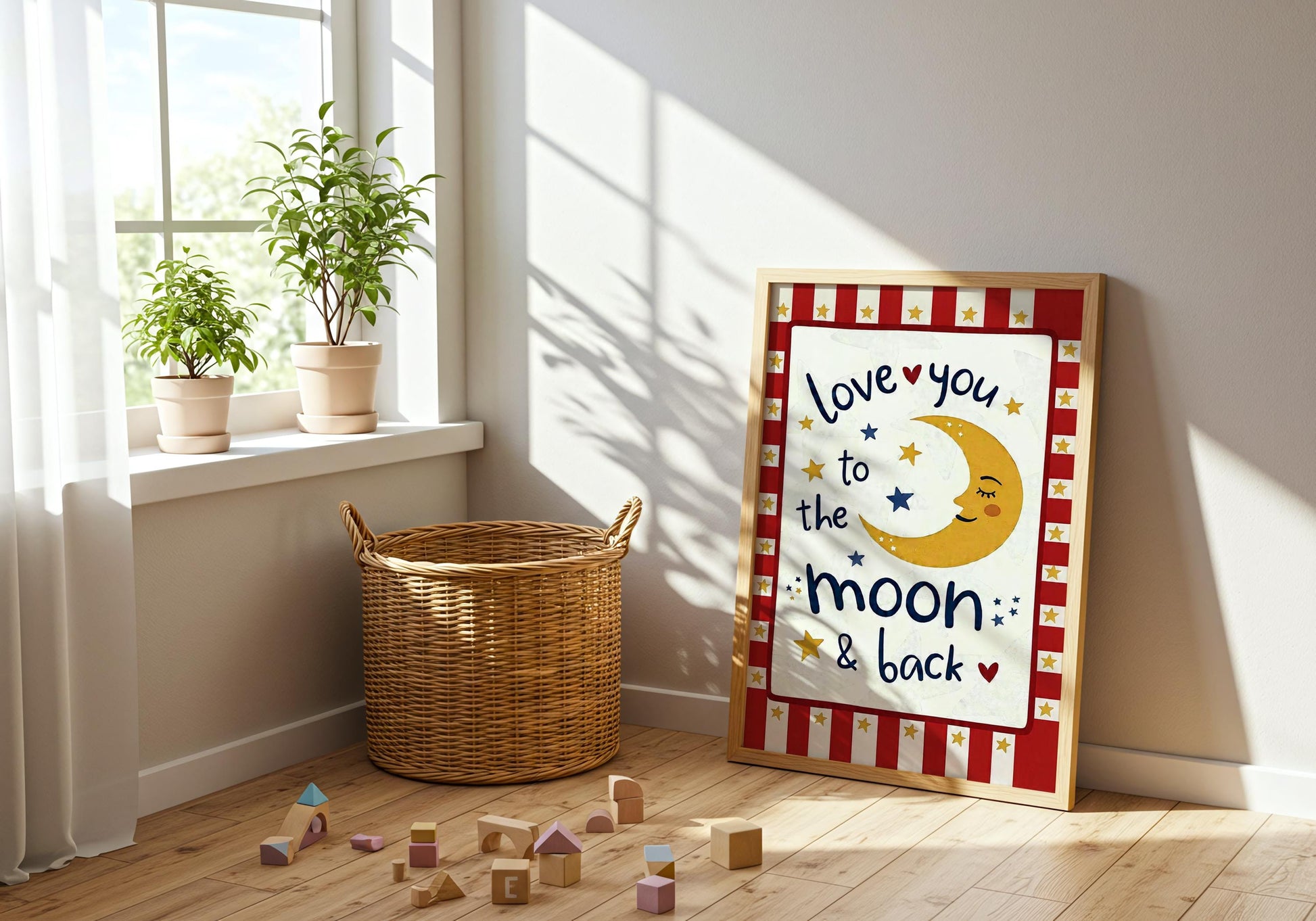Love You to the Moon and Back Print - Nursery Wall Art for Kids Room