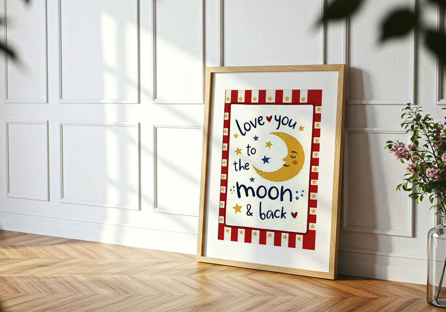 Love You to the Moon and Back Print - Nursery Wall Art for Kids Room