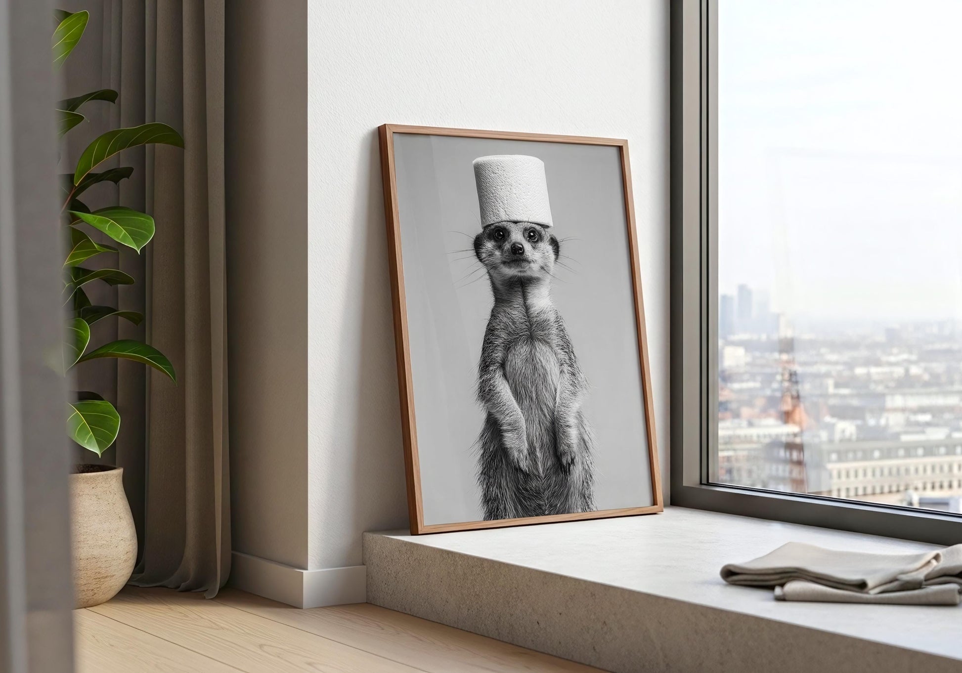 Meerkat Bathroom Print - Funny Animal Toilet Wall Art, Black White Bathroom Decor, Cute Meerkat Poster