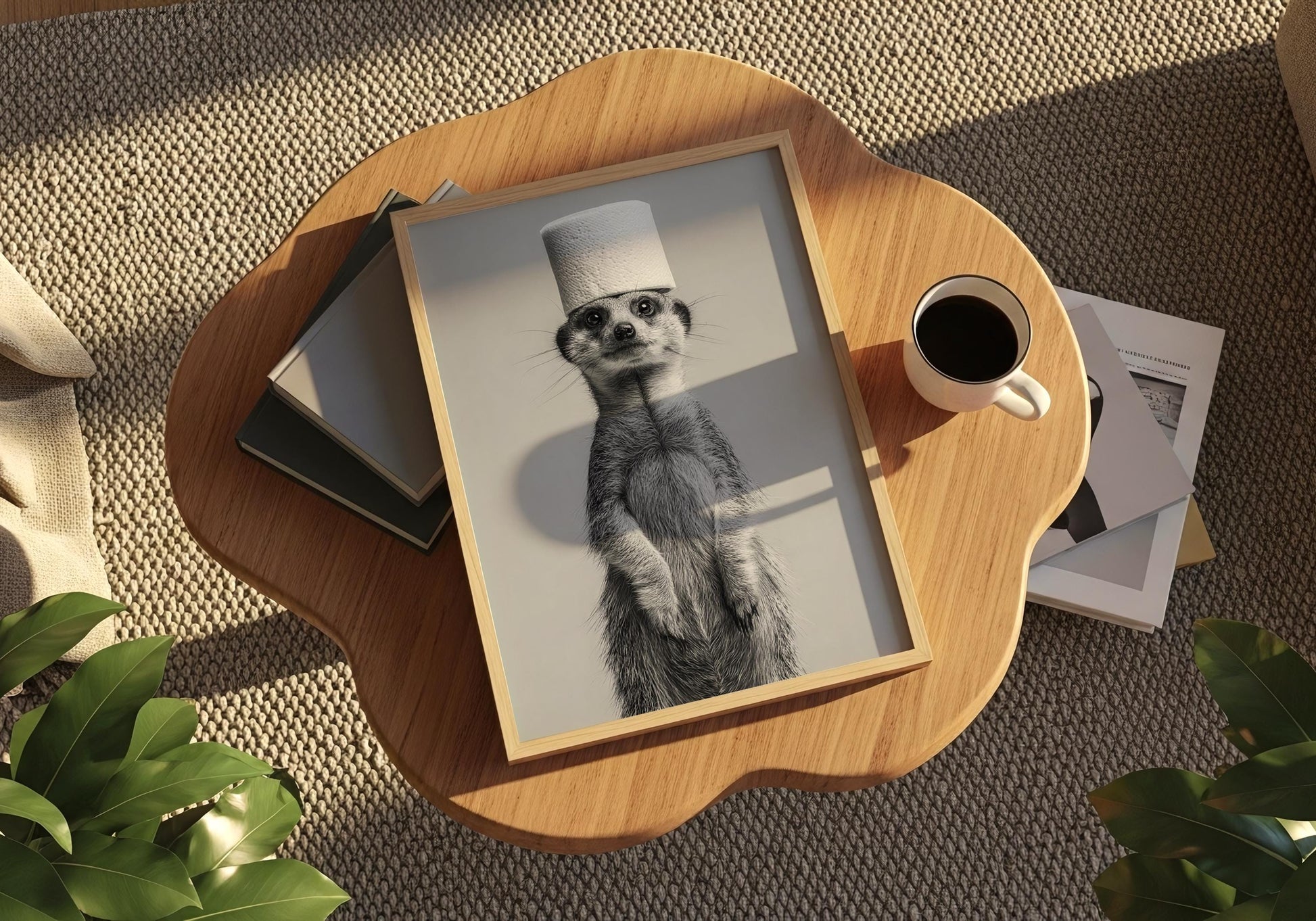 Meerkat Bathroom Print - Funny Animal Toilet Wall Art, Black White Bathroom Decor, Cute Meerkat Poster