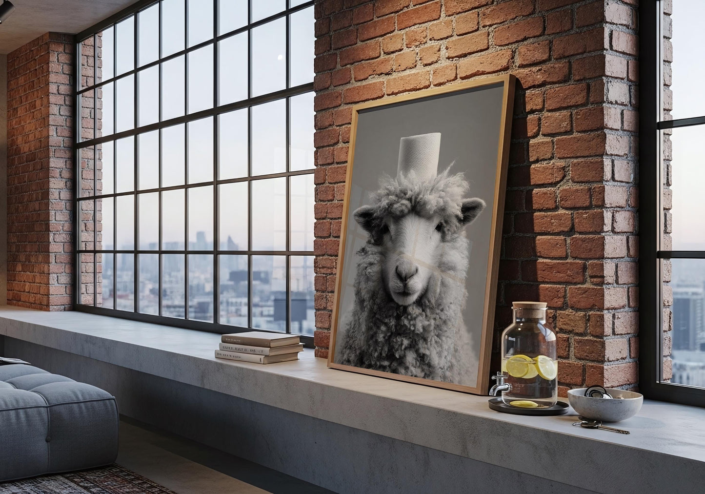 Toilet art - Funny Sheep Print, Funny Farm Animal Print, Minimalist, Black and White, Sheep Art