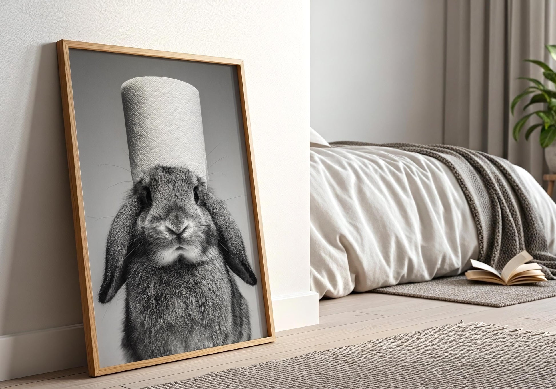 Rabbit Wall Art - Bathroom Print - Animal Lovers Bathroom Decor