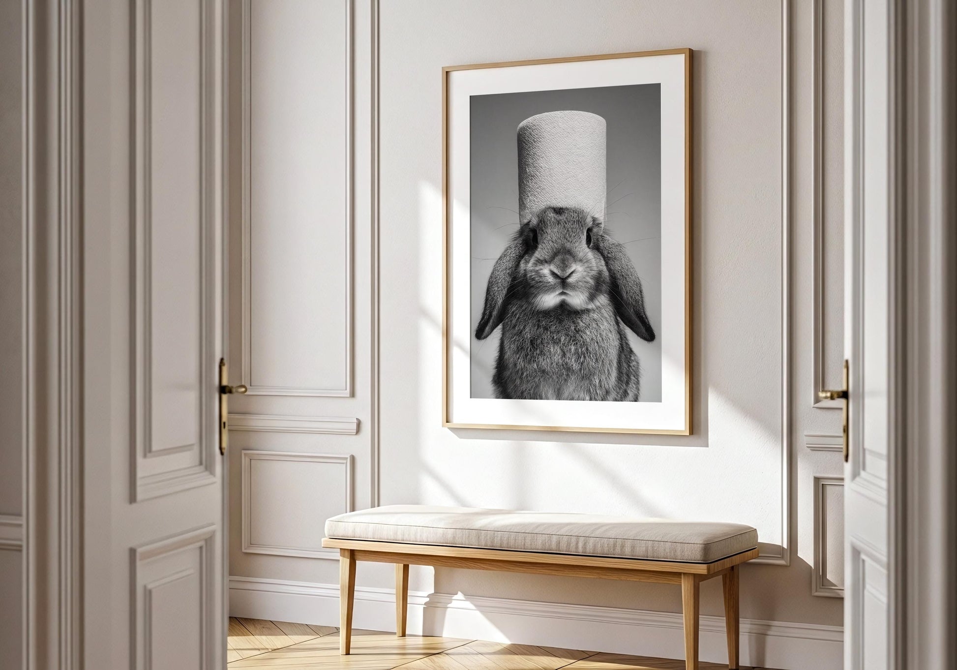 Rabbit Wall Art - Bathroom Print - Animal Lovers Bathroom Decor