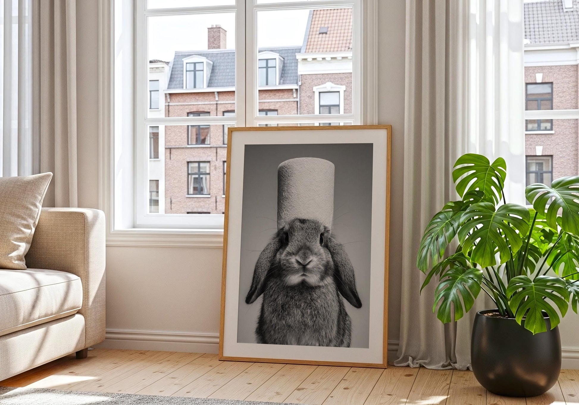Rabbit Wall Art - Bathroom Print - Animal Lovers Bathroom Decor