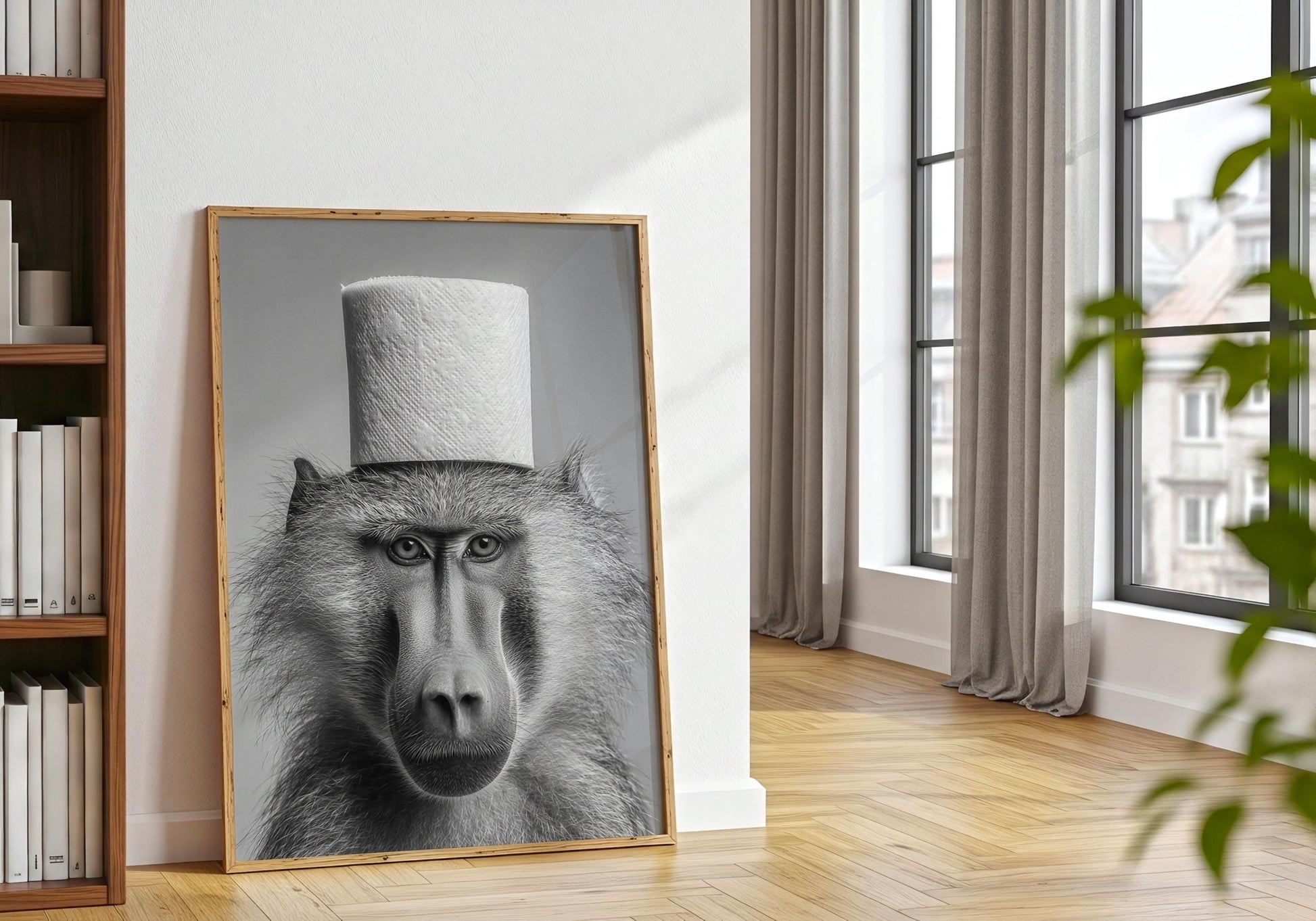 Funny Monkey Wall Art - Black and White Animal Print - Bathroom Decor Lovers
