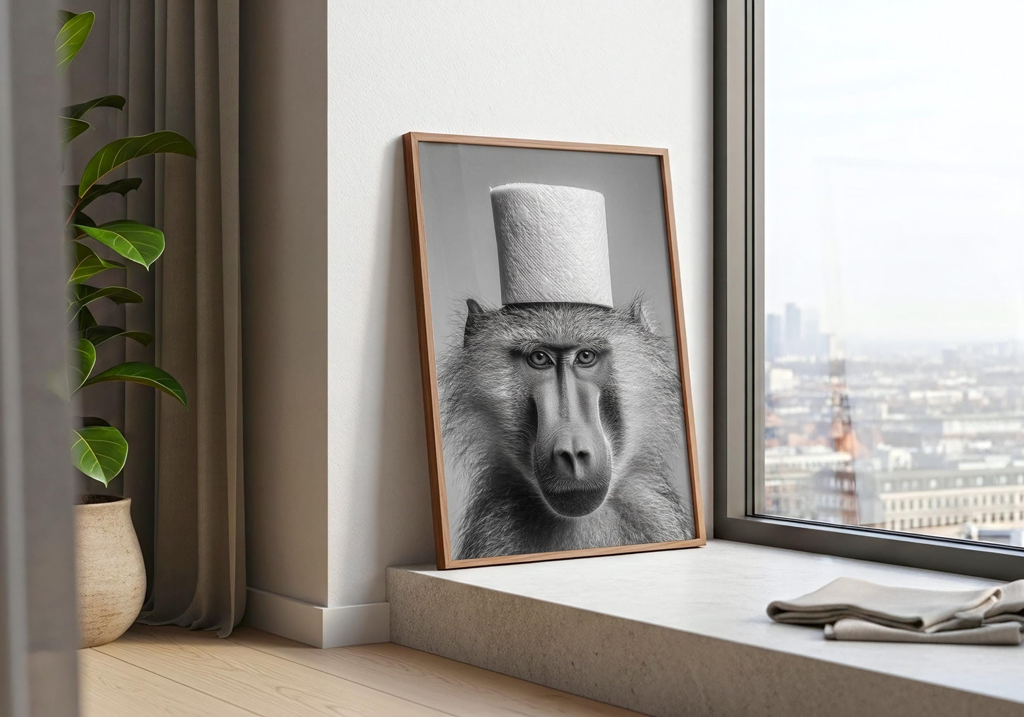 Funny Monkey Wall Art - Black and White Animal Print - Bathroom Decor Lovers