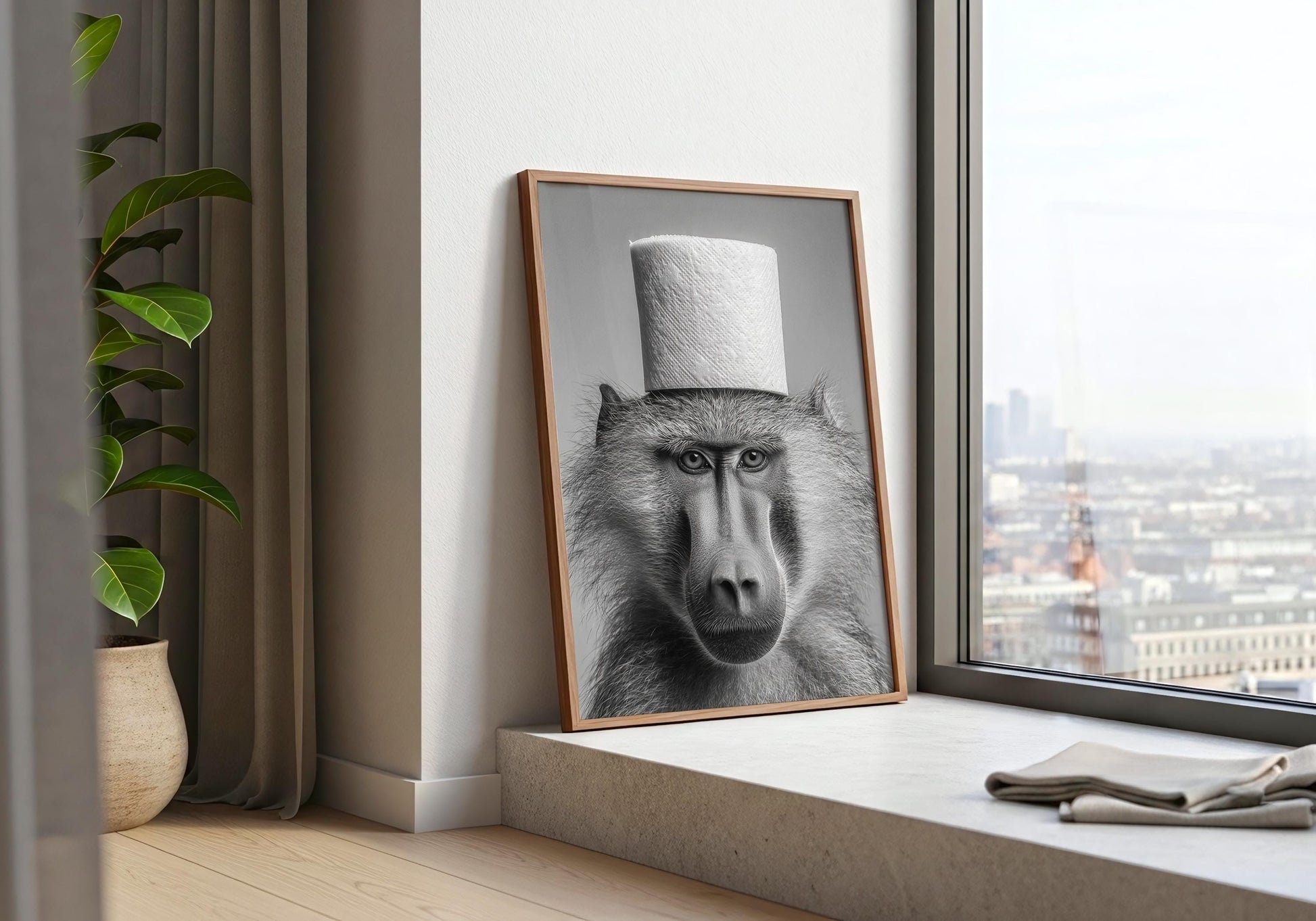 Funny Monkey Wall Art - Black and White Animal Print - Bathroom Decor Lovers