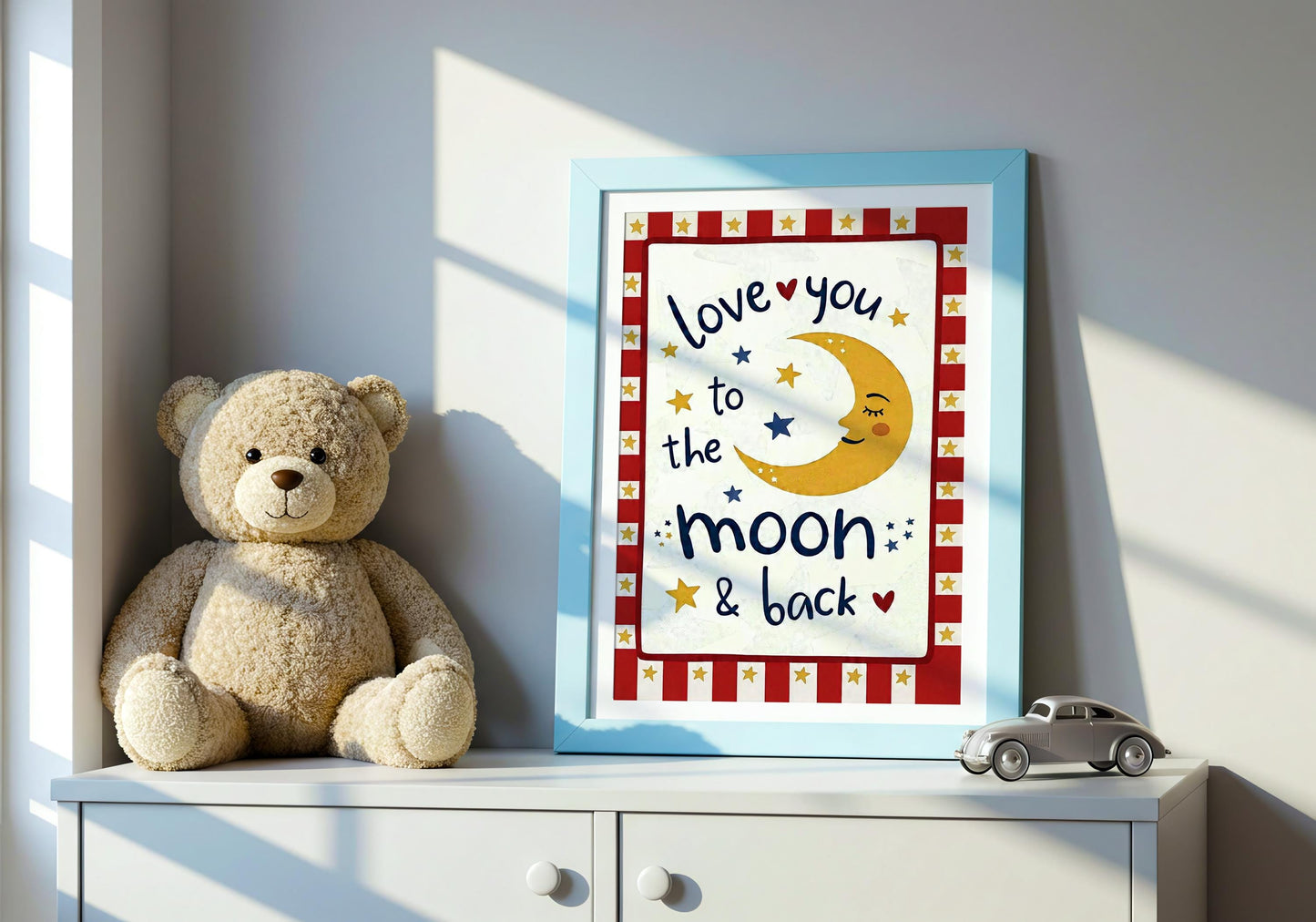 Love You to the Moon and Back Print - Nursery Wall Art for Kids Room