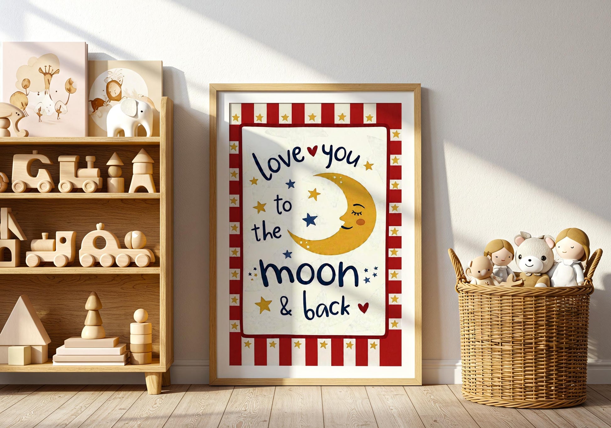 Love You to the Moon and Back Print - Nursery Wall Art for Kids Room