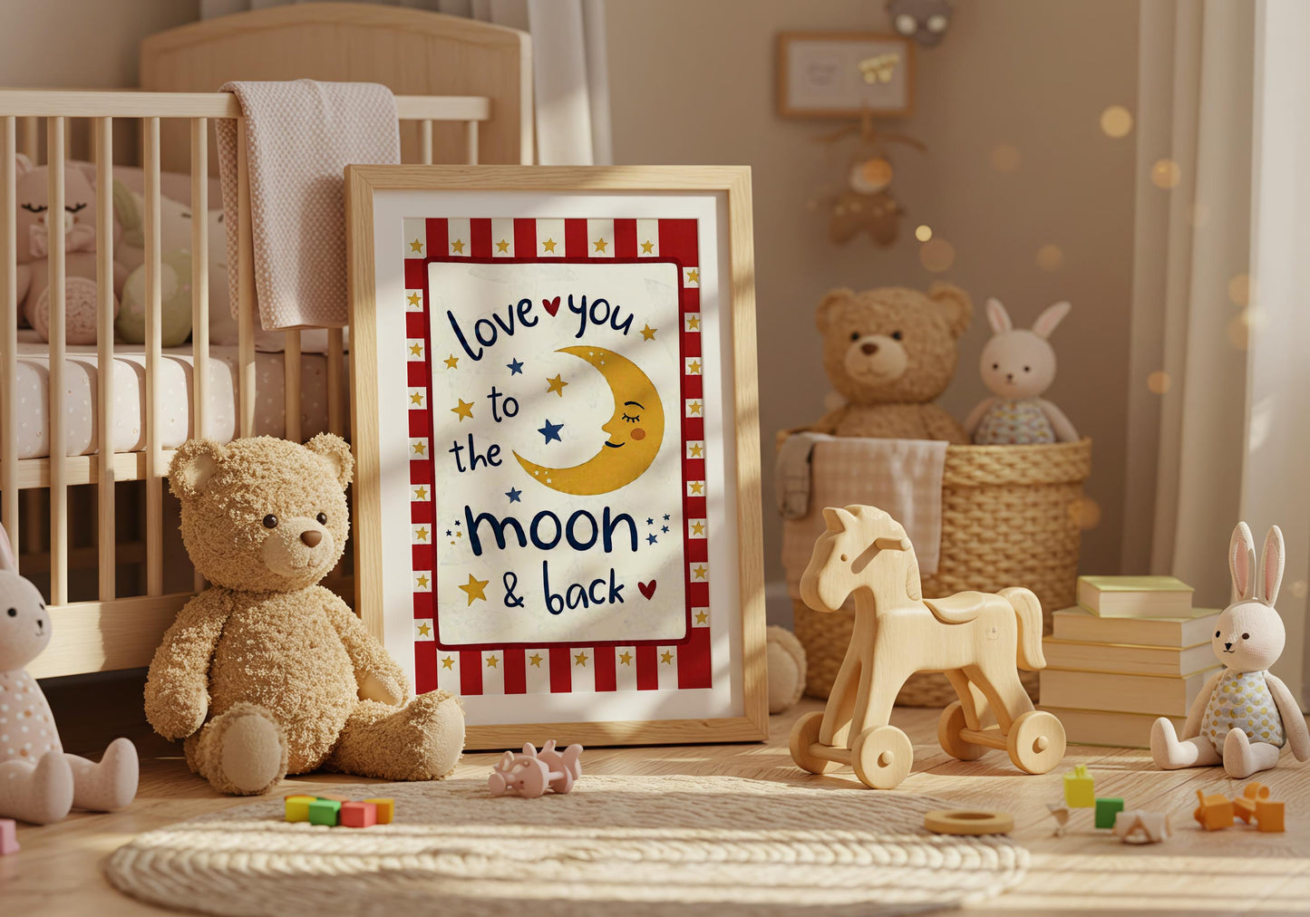 Love You to the Moon and Back Print - Nursery Wall Art for Kids Room