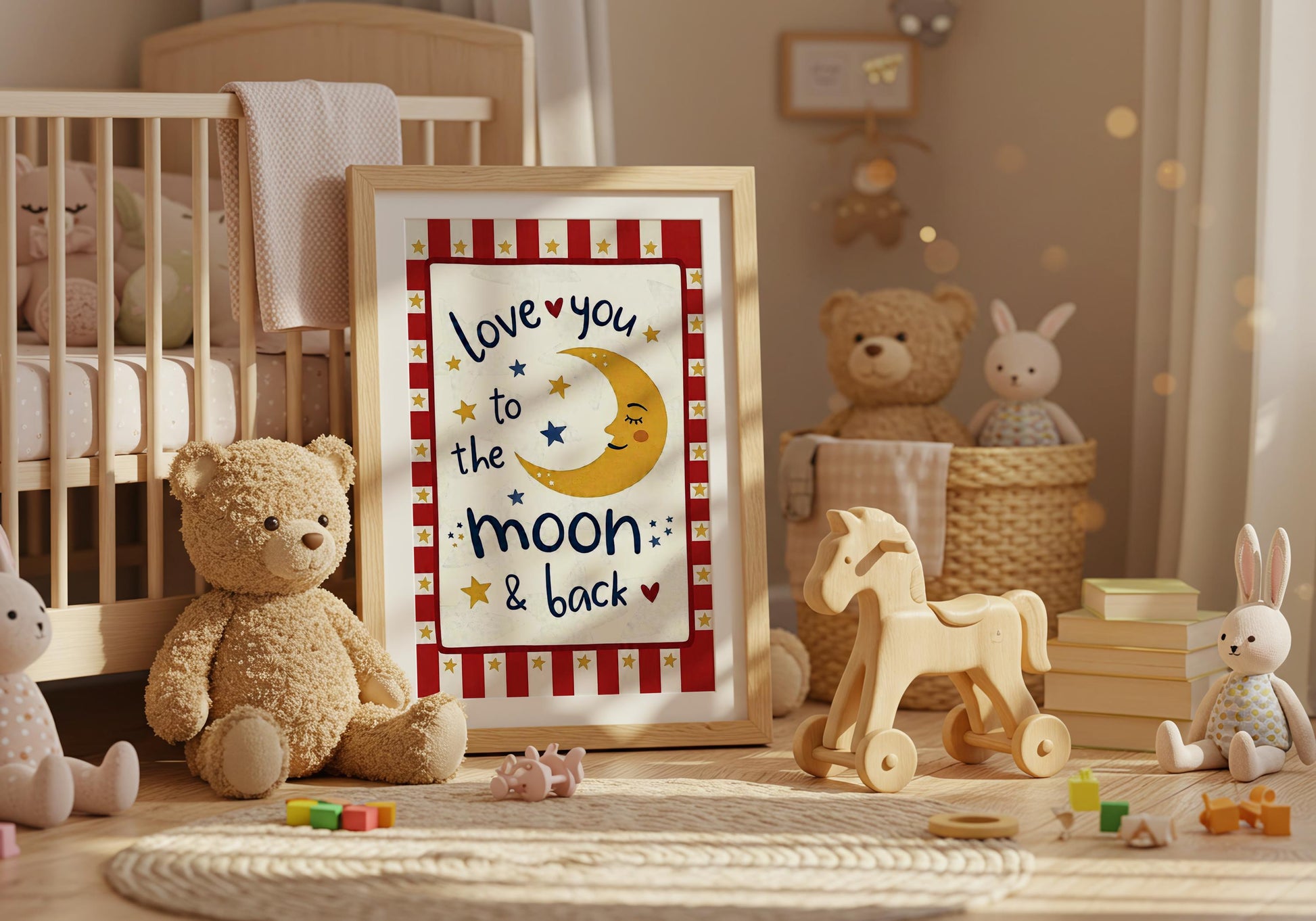 Love You to the Moon and Back Print - Nursery Wall Art for Kids Room